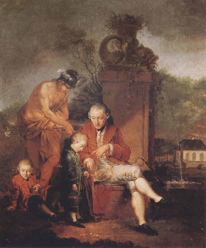 Januarius Zick Gottfried Peter de Requile with his two sons and Mercury Sweden oil painting art